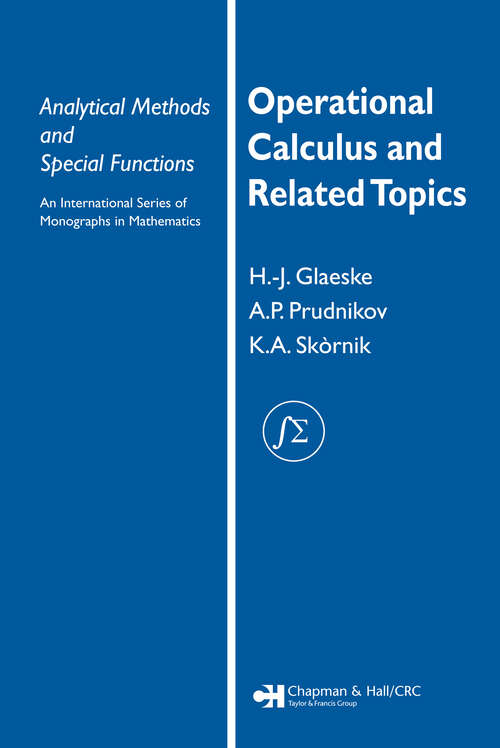Book cover of Operational Calculus and Related Topics (1) (Analytical Methods and Special Functions)