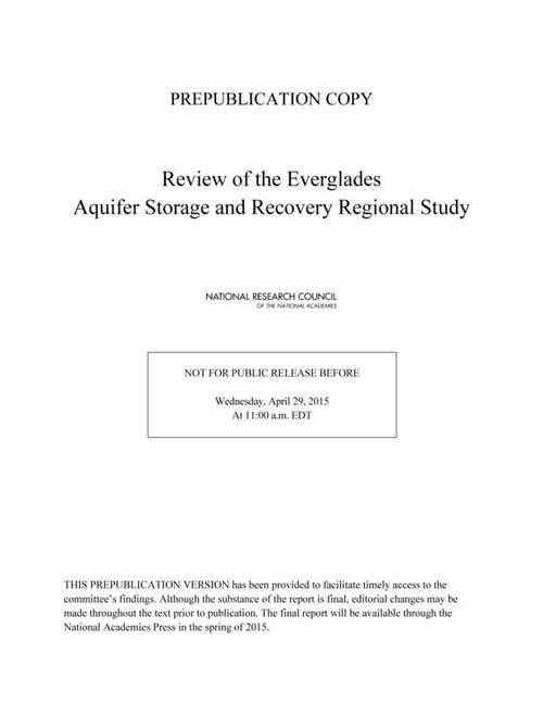 Book cover of Review of the Everglades Aquifer Storage and Recovery Regional Study