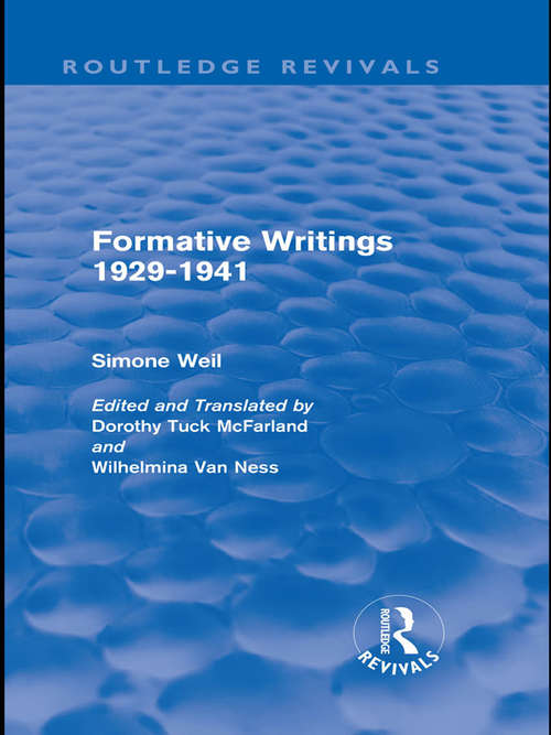 Book cover of Formative Writings (Routledge Revivals)