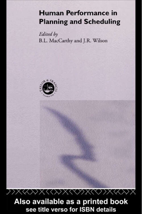 Book cover of Human Performance in Planning and Scheduling