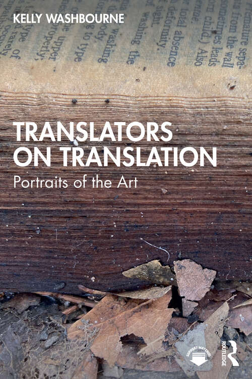 Book cover of Translators on Translation: Portraits of the Art