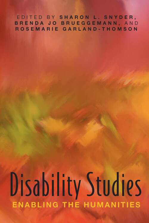 Book cover of Disability Studies: Enabling the Humanities