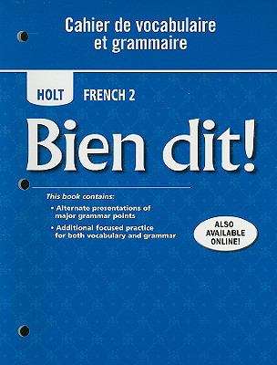 Book cover of Holt French 2 Bien dit: Cahier de Vocabulaire et Grammaire