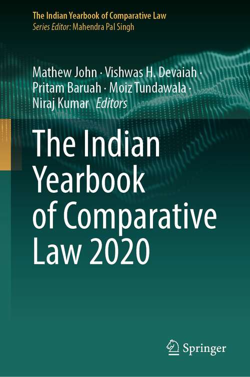 Book cover of The Indian Yearbook of Comparative Law 2020 (1st ed. 2023) (The Indian Yearbook of Comparative Law)