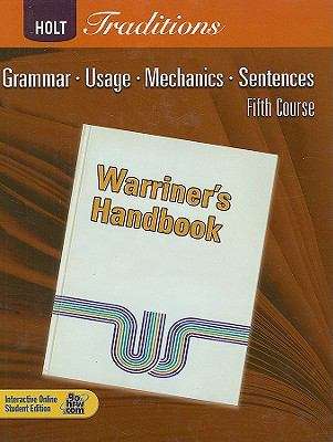 Book cover of Holt Traditions, Warriner's Handbook, Fifth Course