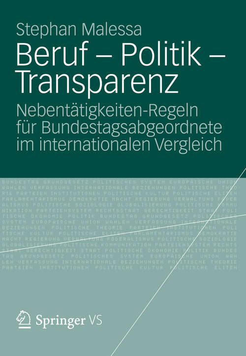 Book cover of Beruf - Politik - Transparenz