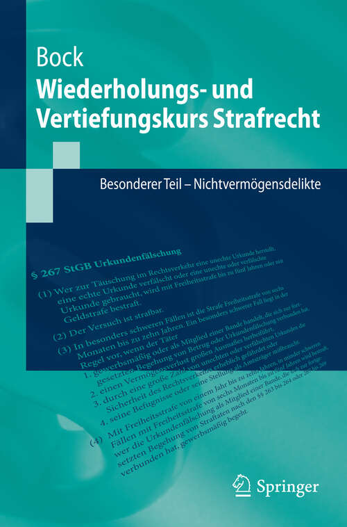 Book cover of Wiederholungs- und Vertiefungskurs Strafrecht: Besonderer Teil - Nichtvermögensdelikte