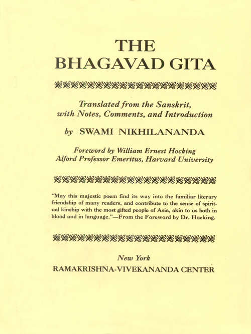 The Bhagavad Gita: Song of the Lord