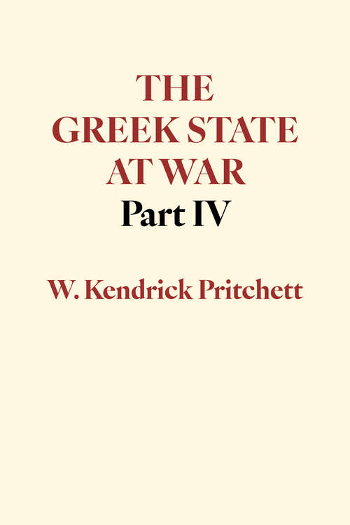 Book cover of The Greek State at War, Part IV (1)