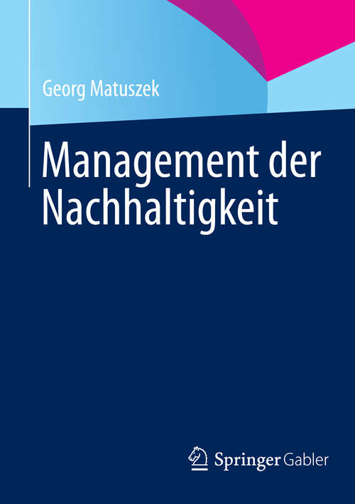 Book cover of Management der Nachhaltigkeit