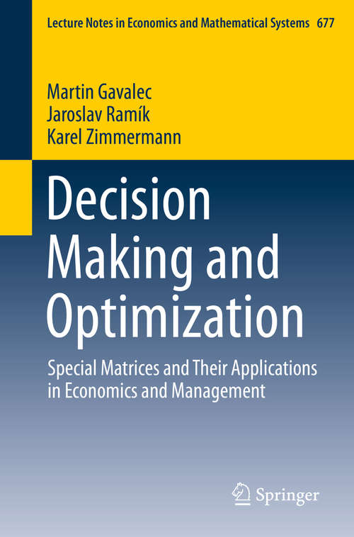 Book cover of Decision Making and Optimization