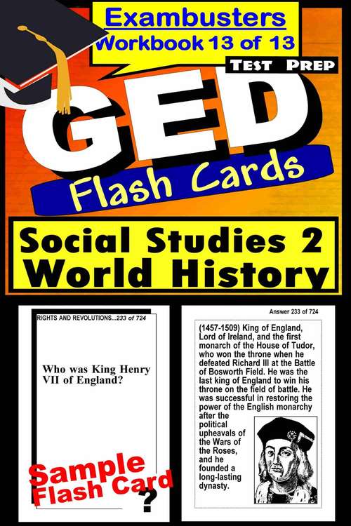 Book cover of GED Test Prep Flash Cards: Social Studies 2 - World History (Exambusters GED Workbook: 13 of 13)