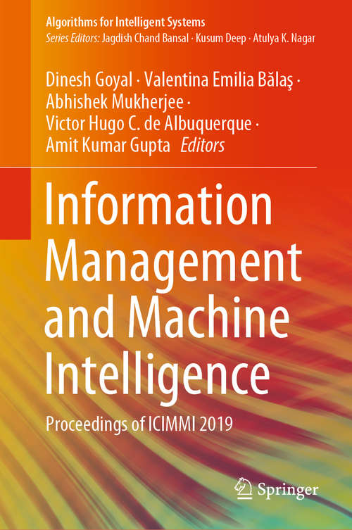 Information Management and Machine Intelligence: Proceedings of ICIMMI 2019 (Algorithms for Intelligent Systems)