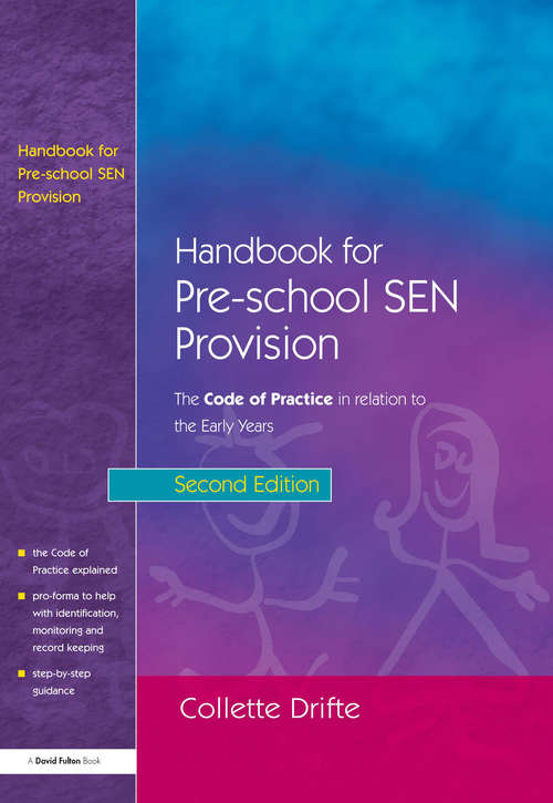 Book cover of Handbook for Pre-School SEN Provision: The Code of Practice in Relation to the Early Years (2)