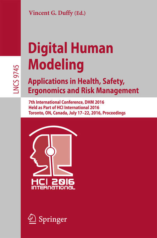 Book cover of Digital Human Modeling: Applications in Health, Safety, Ergonomics and Risk Management