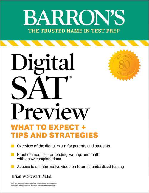 Book cover of Digital SAT Preview: What to Expect + Tips and Strategies (Barron's Test Prep)