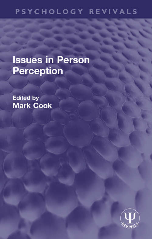 Book cover of Issues in Person Perception (Psychology Revivals)