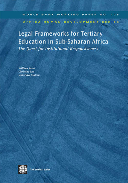 Book cover of Legal Frameworks for Tertiary Education in Sub-Saharan Africa