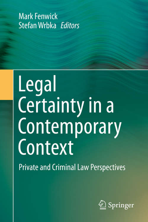Book cover of Legal Certainty in a Contemporary Context