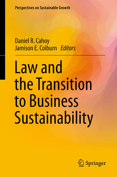 Book cover of Law and the Transition to Business Sustainability