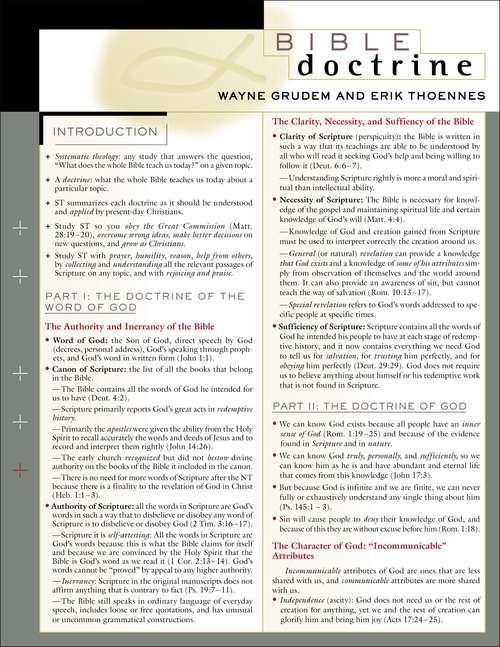 Bible Doctrine Laminated Sheet: Essential Teachings Of The Christian Faith