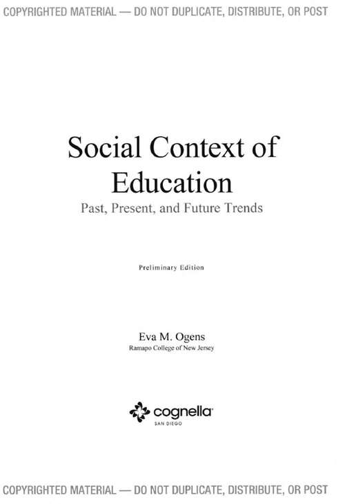 Book cover of Social Context of Education (Preliminary Edition)