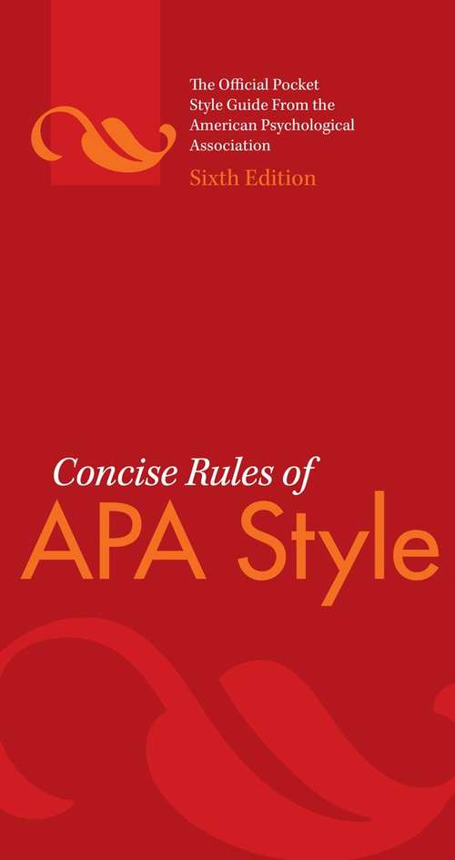 Book cover of Concise Rules Of APA Style