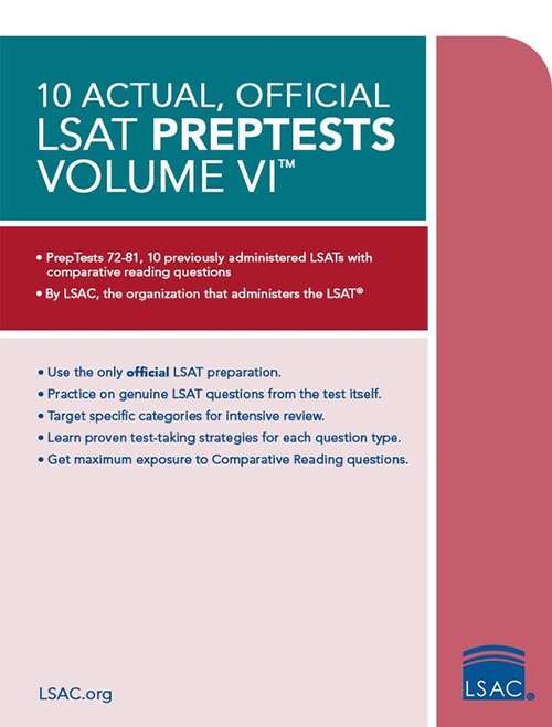 Book cover of 10 Actual, Official LSAT Preptests (Volume #6)