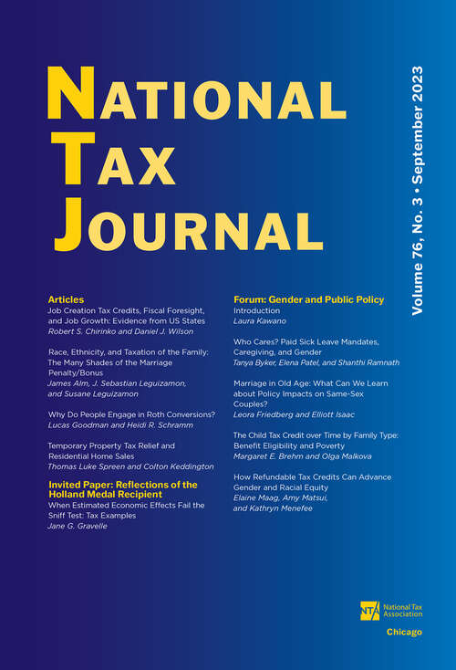 Book cover of National Tax Journal, volume 76 number 3 (September 2023)