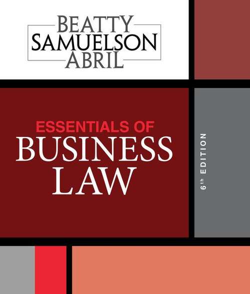 Book cover of Essentials Of Business Law (Sixth Edition)