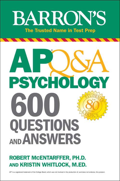 Book cover of AP Q&A Psychology: 600 Questions and Answers (First Edition) (Barron's Test Prep)