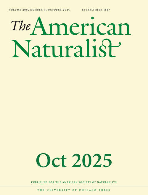 Book cover of The American Naturalist, volume 206 number 4 (October 2025)