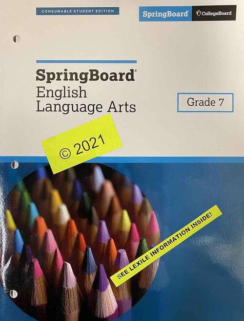 Book cover of SpringBoard® English Language Arts, Grade 7 (National Edition)