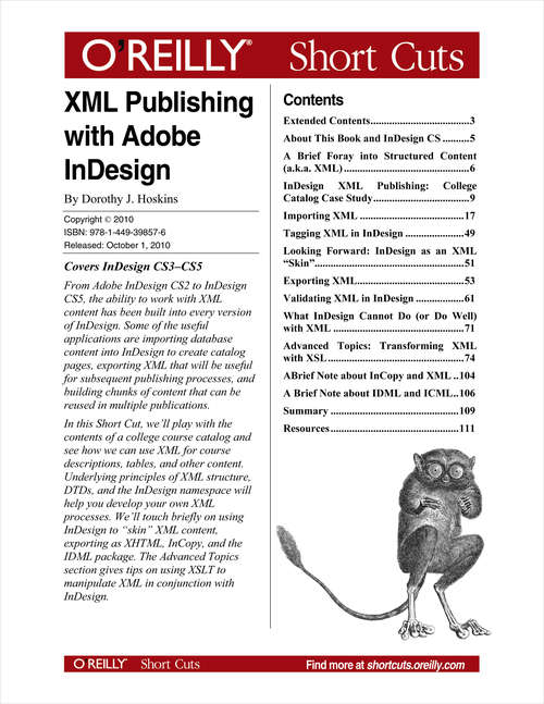 Book cover of XML Publishing with Adobe InDesign