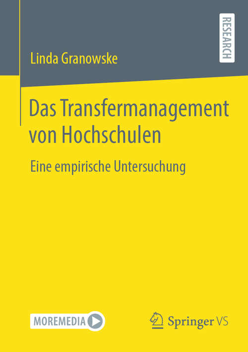 Book cover of Das Transfermanagement von Hochschulen: Eine empirische Untersuchung