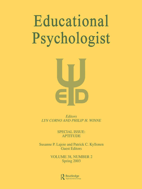 Aptitude: A Special Issue of Educational Psychologist (Educational Psychology Ser.)