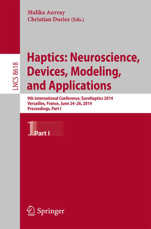 Book cover of Haptics: Neuroscience, Devices, Modeling, and Applications