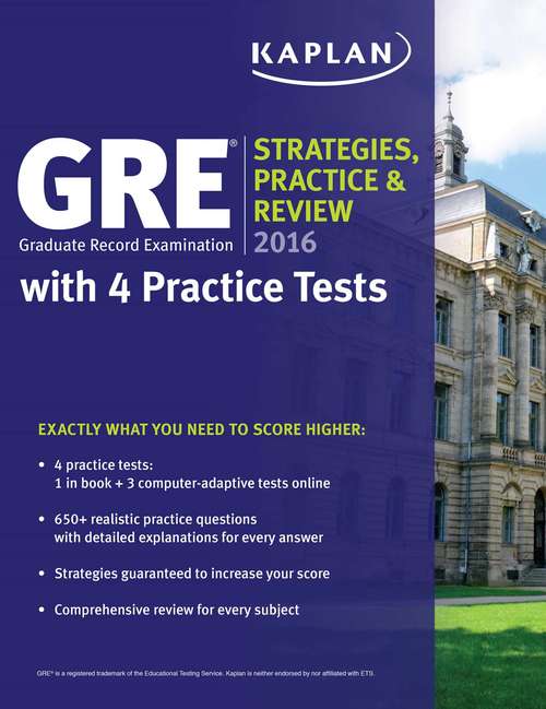 Book cover of GRE 2016 Strategies, Practice, and Review with 4 Practice Tests