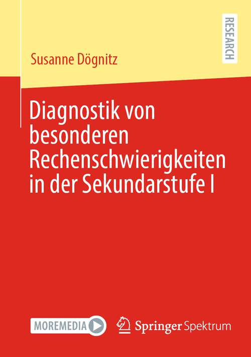 Book cover of Diagnostik von besonderen Rechenschwierigkeiten in der Sekundarstufe I (1. Aufl. 2022)