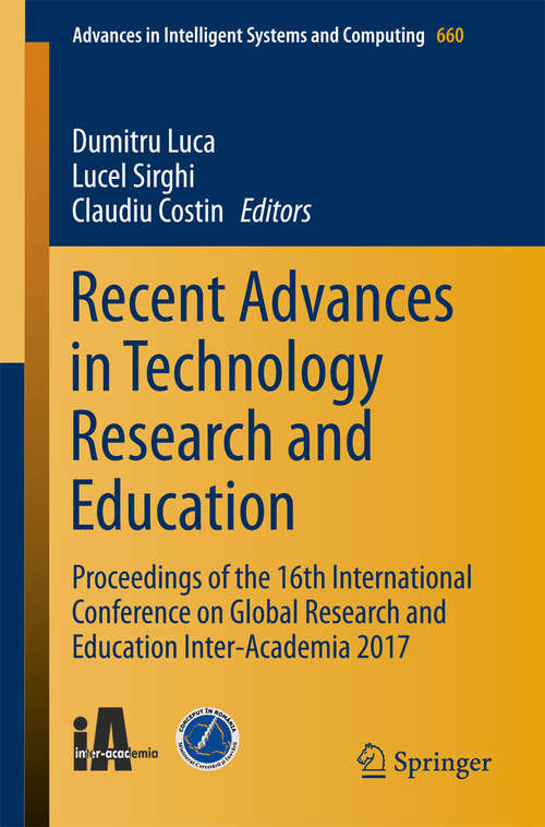 Book cover of Recent Advances in Technology Research and Education