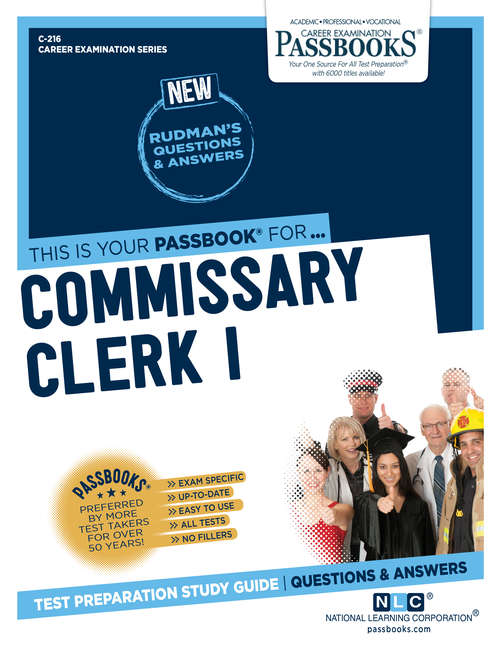 Book cover of Commissary Clerk I: Passbooks Study Guide (Career Examination Series)