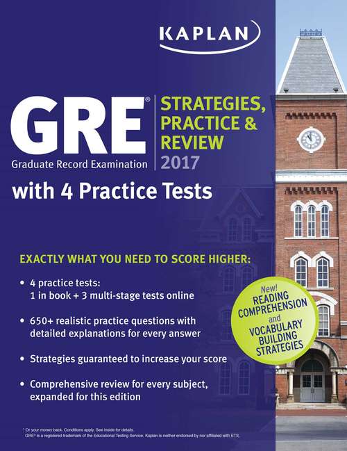 Book cover of GRE 2017 Strategies, Practice & Review with 4 Practice Tests: Online + Book