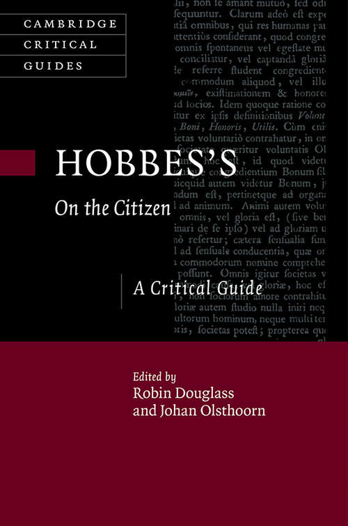 Book cover of Hobbes's On the Citizen: A Critical Guide (Cambridge Critical Guides)