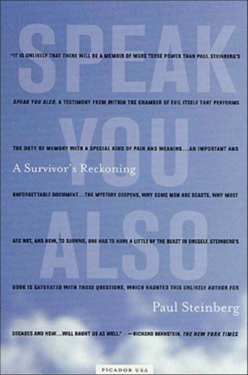 Book cover of Speak You Also: A Holocaust Memoir