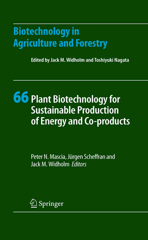 Book cover of Plant Biotechnology for Sustainable Production of Energy and Co-products
