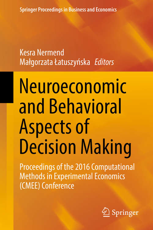 Book cover of Neuroeconomic and Behavioral Aspects of Decision Making