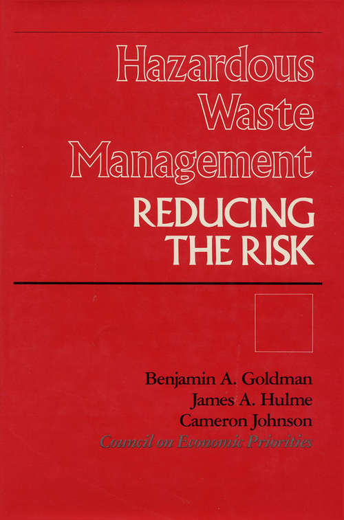 Book cover of Hazardous Waste Management: Reducing The Risk