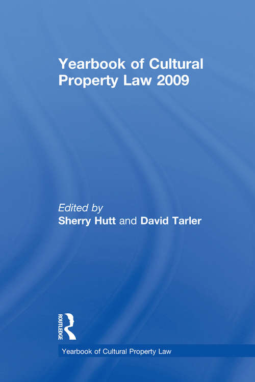 Book cover of Yearbook of Cultural Property Law 2009