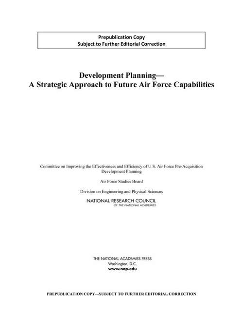 Book cover of Development Planning: A Strategic Approach to Future Air Force Capabilities