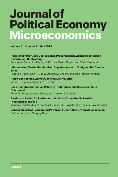 Book cover of Journal of Political Economy Microeconomics, volume 3 number 2 (May 2025)